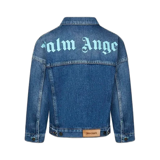 Palm Angels Kids Logo Printed Buttoned Denim Jacket