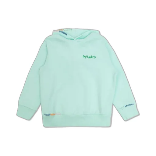 Palm Angels Kids Logo Embroidered Ribbed Cuff Hoodie