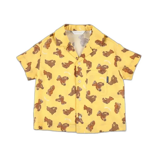 Palm Angels Kids Teddy Bear Printed Short-Sleeved Bowling Shirt