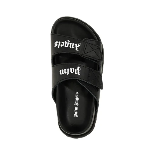 Palm Angels Kids Logo Printed Touch Strap Sandals