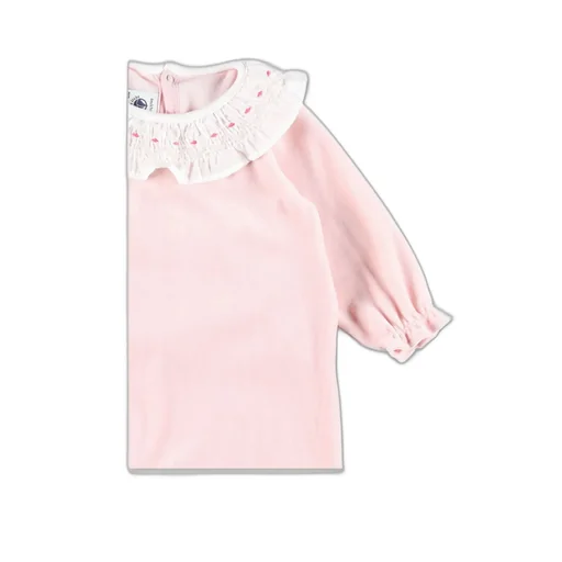 Petit Bateau Smocked Velour Pyjama Suit