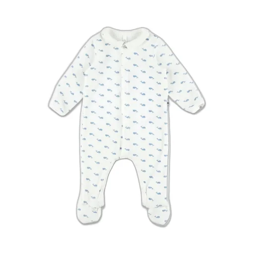 Petit Bateau Whale Print Velour Pyjama