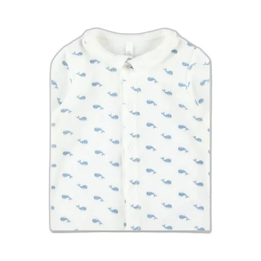 Petit Bateau Whale Print Velour Pyjama
