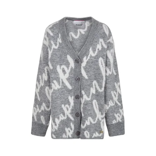 Pinko Kids Logo Intarsia V-Neck Cardigan