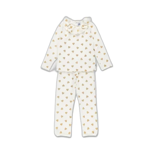 Petit Bateau Glitter Heart Print Pyjamas