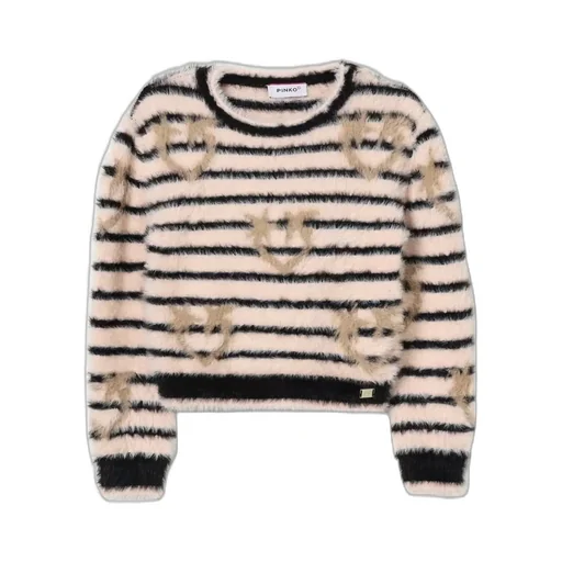 Pinko Kids Love Birds Intarsia Striped Pullover
