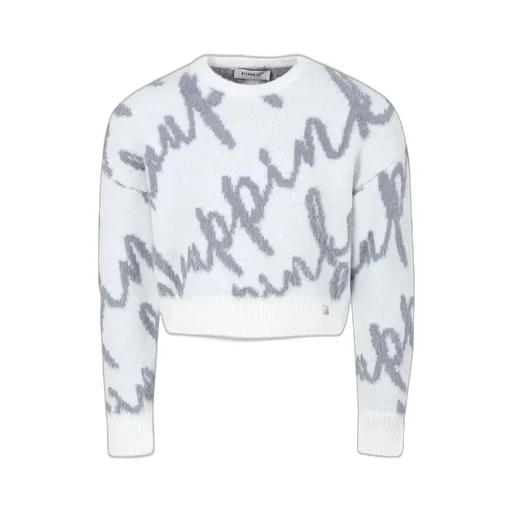 Pinko Kids Crewneck Logo-Jacquard Jumper