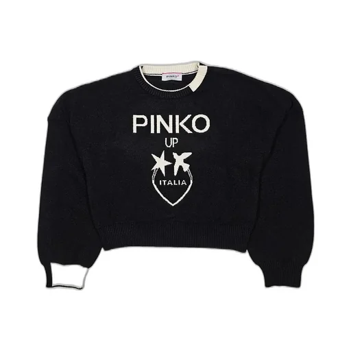 Pinko Kids Logo Intarsia Crewneck Jumper