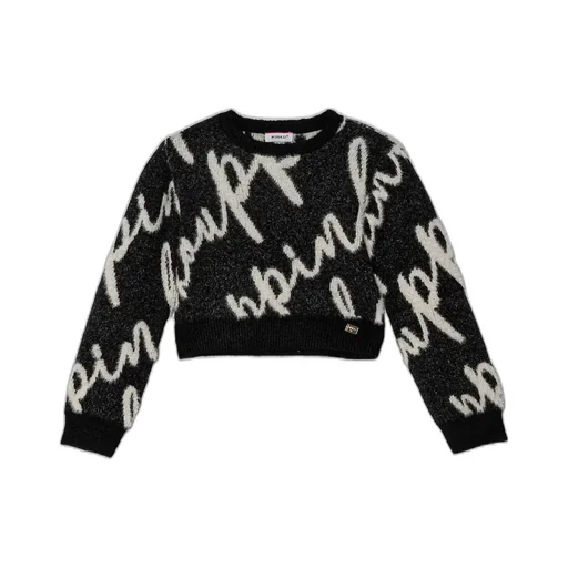 Pinko Kids Crewneck Logo-Jacquard Jumper