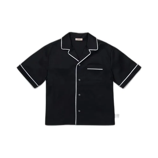 N°21 Kids Piped Chest-Pocket Short Sleeved Shirt