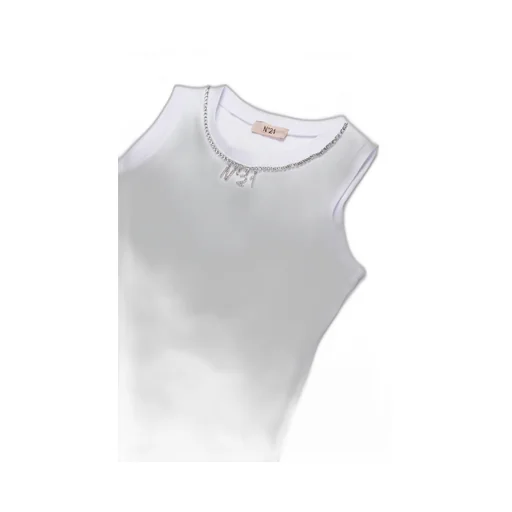 N°21 Kids Logo-Embellished Curved Hem Tank Top