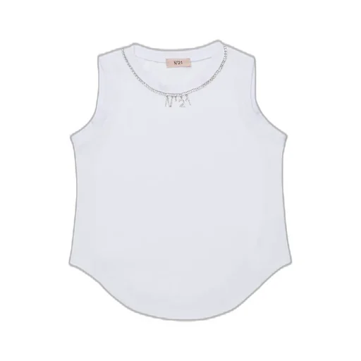 N°21 Kids Logo-Embellished Curved Hem Tank Top