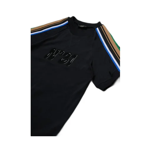 N°21 Kids Logo-Patch Stripe-Detailed T-Shirt