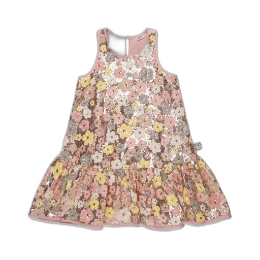 N°21 Kids Sequin Floral Sleeveless Dress