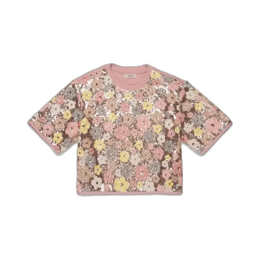 N°21 Kids Floral Sequin Embellished T-Shirt