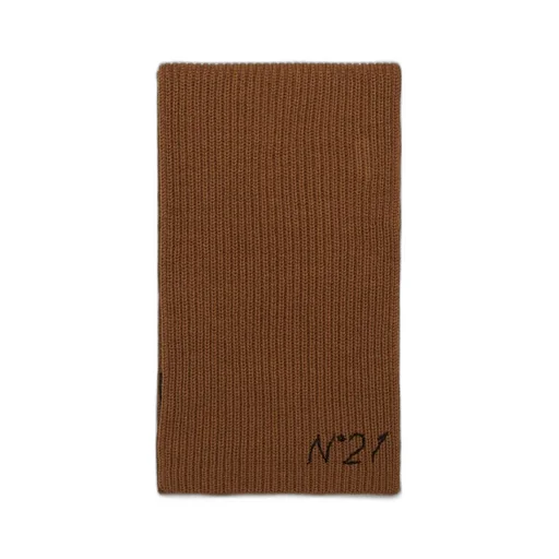 N°21 Kids Logo Embroidered Rib-Knit Scarf