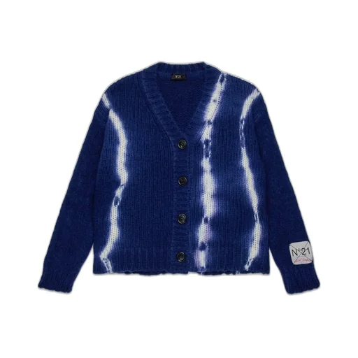 N°21 Kids Tie-Dye Effect V-Neck Cardigan