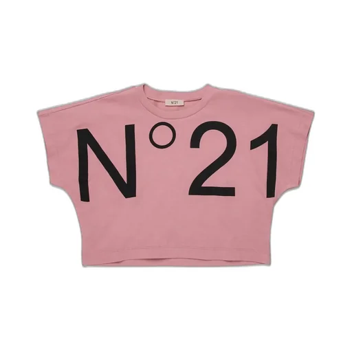 N°21 Kids Logo Printed Cropped T-Shirt