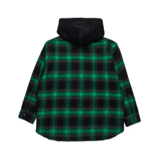 N°21 Kids Logo Patch Checked Hooded Shirt