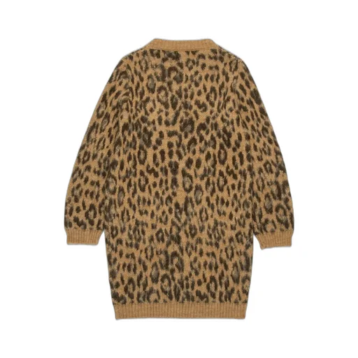 Nº21 Kids Leopard-Printed Crewneck Knitted Dress