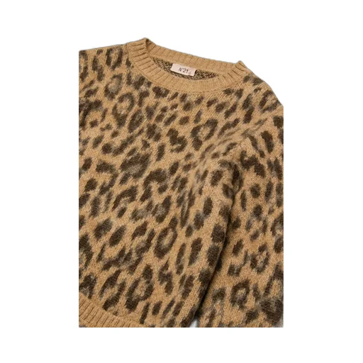 Nº21 Kids Leopard-Printed Crewneck Knitted Dress