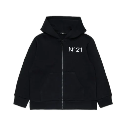 N°21 Kids Logo Printed Zipped Hoodie
