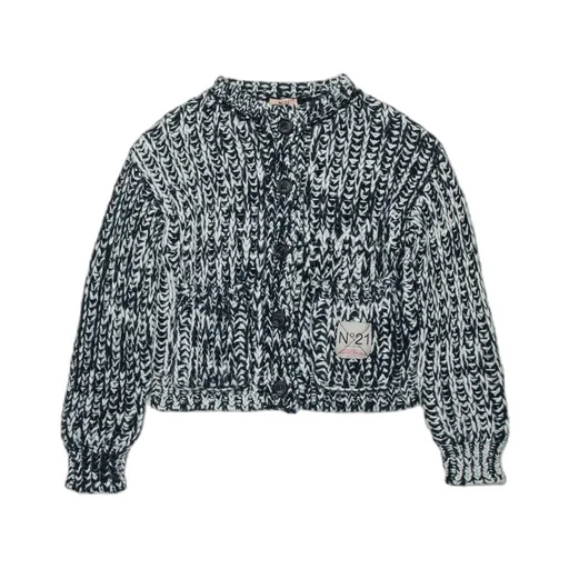 Nº21 Kids Logo-Patch Button-Up Cardigan