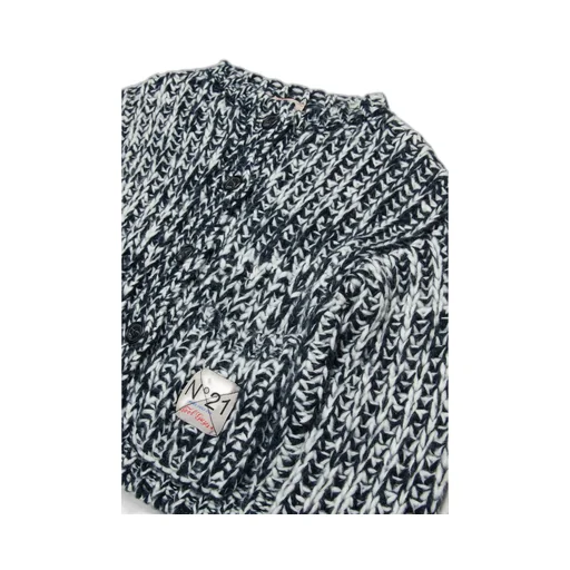 Nº21 Kids Logo-Patch Button-Up Cardigan