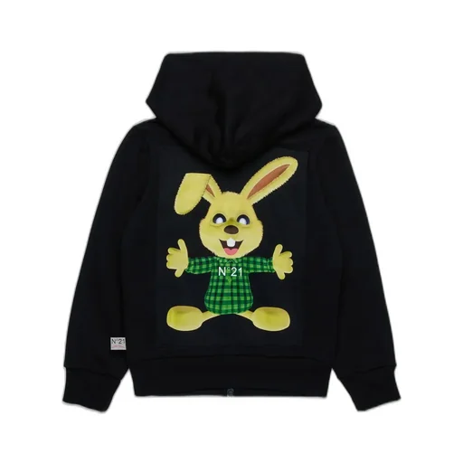 N°21 Kids Zip-Up Long-Sleeved Hoodie