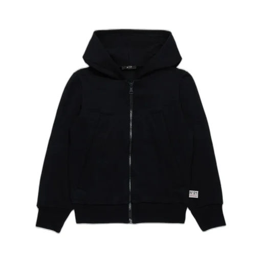 N°21 Kids Zip-Up Long-Sleeved Hoodie