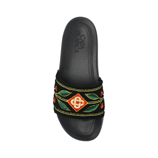 Casablanca Logo Detailed Terry Slides