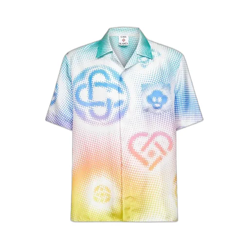 Casablanca Monogram Print Cuban Collar Shirt