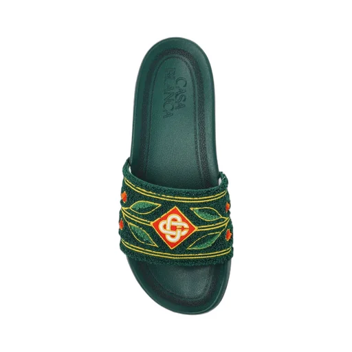 Casablanca Logo Detailed Terry Slides