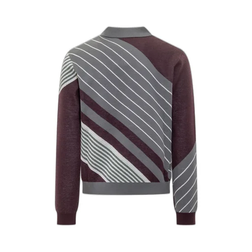Casablanca Diagonal-Stripe Knitted Polo Shirt