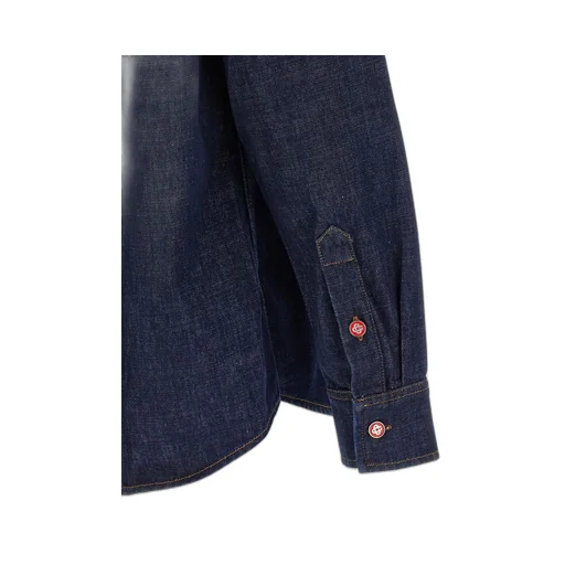 Casablanca Logo Embroidered Denim Short Sleeved Shirt