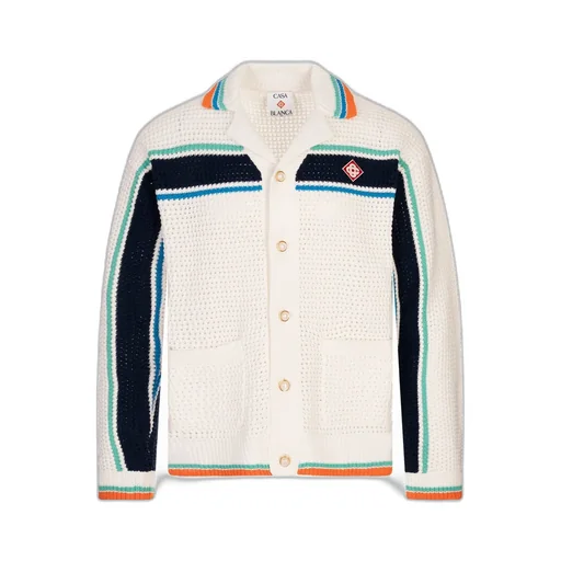 Casablanca Tennis Short-Sleeved Crochet Jacket