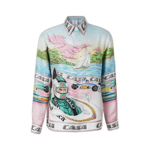 Casablanca The Art Of Racing Satin Long Sleeved Shirt