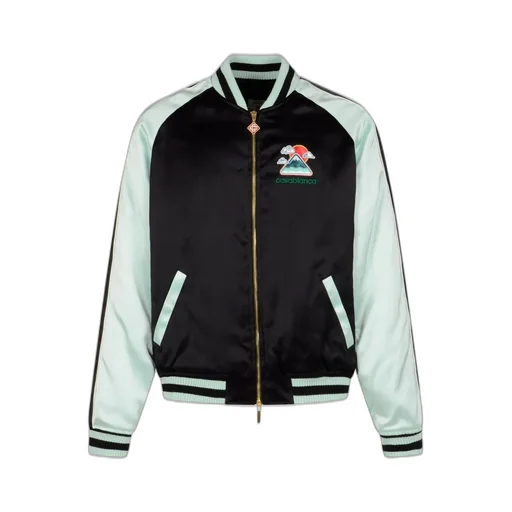 Casablanca Embroidered Satin Bomber Jacket