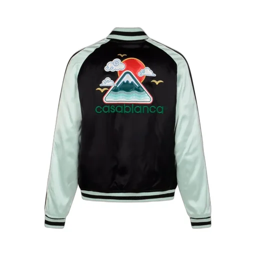 Casablanca Embroidered Satin Bomber Jacket