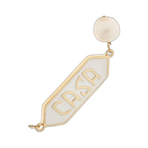 Casablanca Logo Plaque Pearl Bracelet
