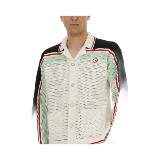 Casablanca Logo Patch Button-Down Knitted Shirt