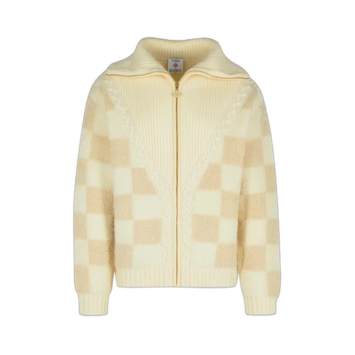 Casablanca Zip-Up Checked Cardigan