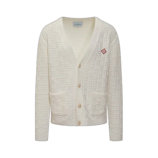 Casablanca Column Ribbed Knit Cardigan