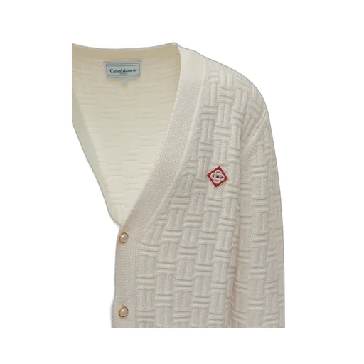 Casablanca Column Ribbed Knit Cardigan