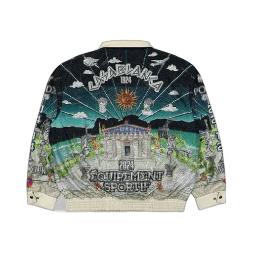 Casablanca Le Temple Du Sport Leather Bomber Jacket