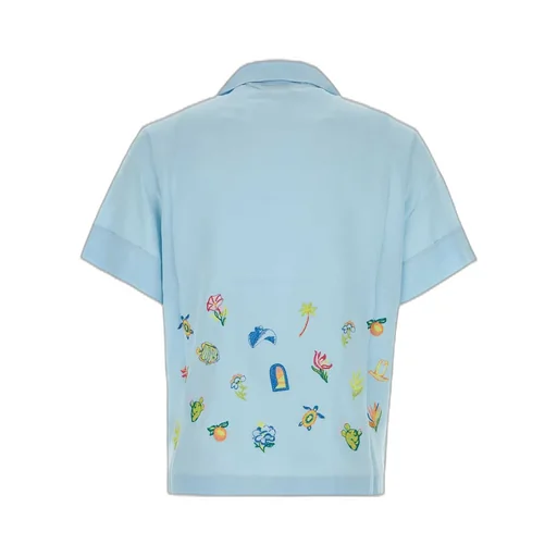 Casablanca Casa Icons Embroidered Satin Shirt