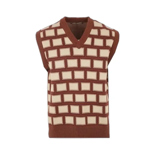 Chateau Orlando Geometric Intarsia Knitted V-Neck Vest