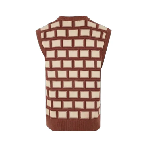 Chateau Orlando Geometric Intarsia Knitted V-Neck Vest