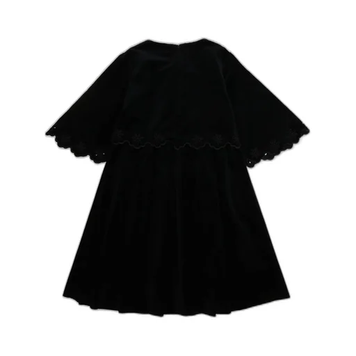 Chloé Kids Embroidered Scalloped Gathered Dress