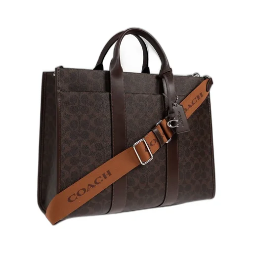 Coach Logo Printed Zipped Document Bag